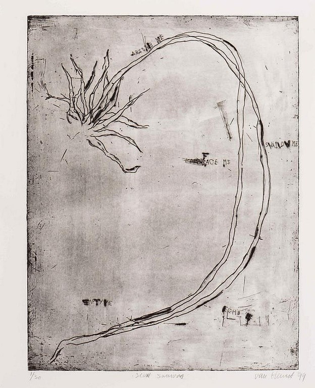 Frank van Hemert - grote ets 60 x 75 cm, 1999. verkocht voor € 50!