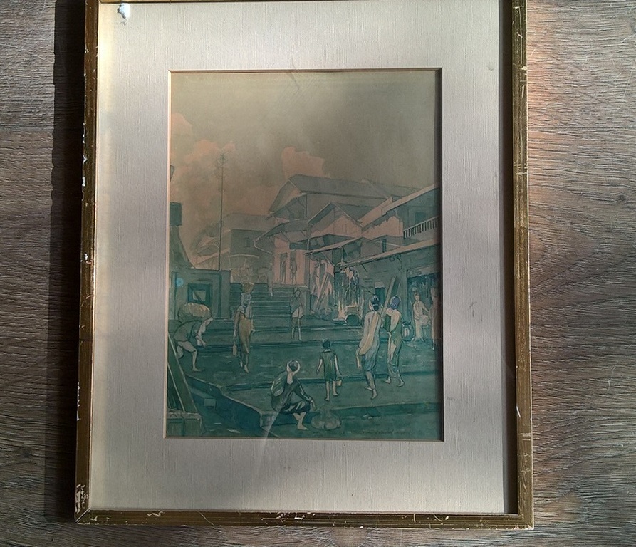 Martin van Waning, aquarel, oosters tafereel.  kopen? Bied vanaf 55!