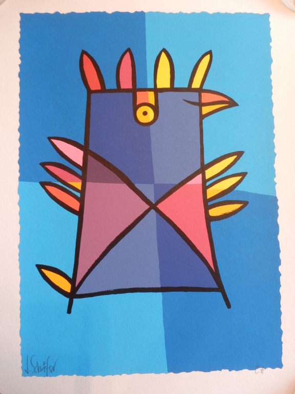 JACQUELINE SCHAEFER  Zeefdruk  BLAUVVE VOGEL kopen? Bied vanaf 20!