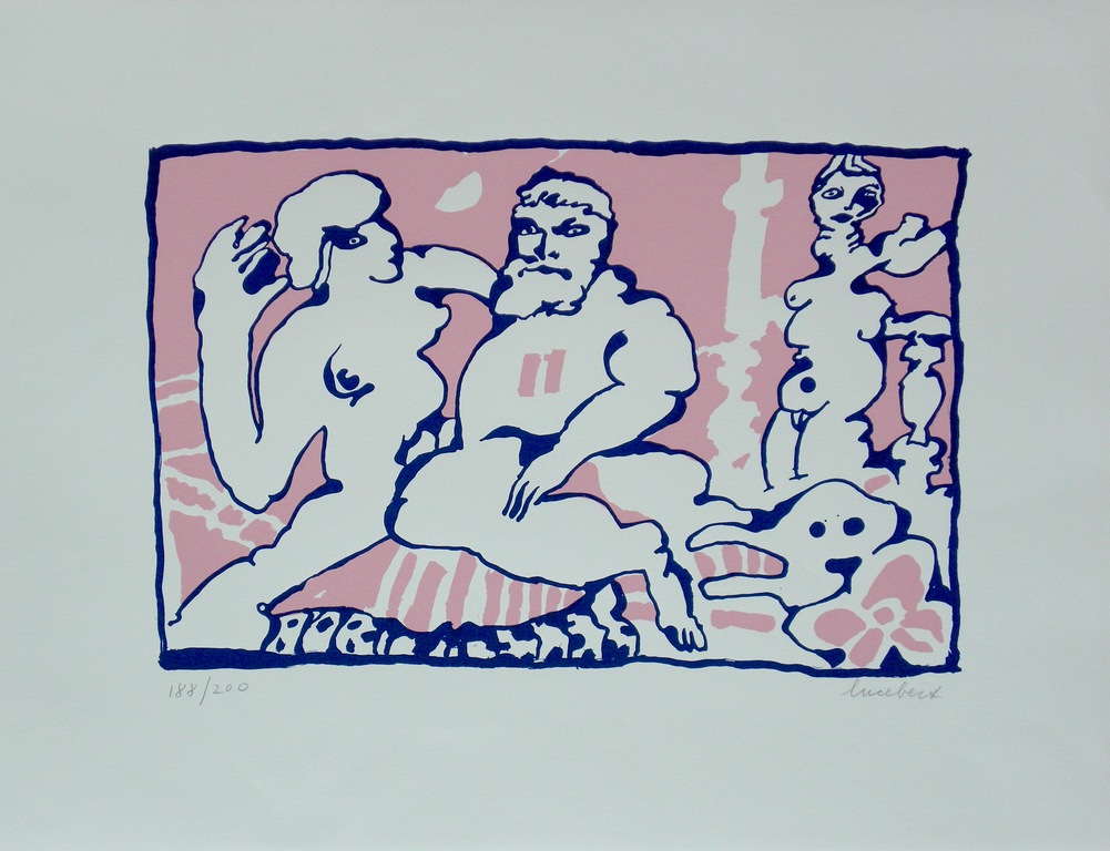 Lucebert - 'Die Olympiker' - zeefdruk uit 1971 - in perfecte staat ! verkocht voor € 250!