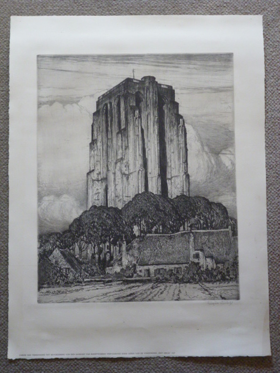 Eugene Lucker - ets - De Sint Lievensmonstertoren te Zierikzee kopen? Bied vanaf 60!