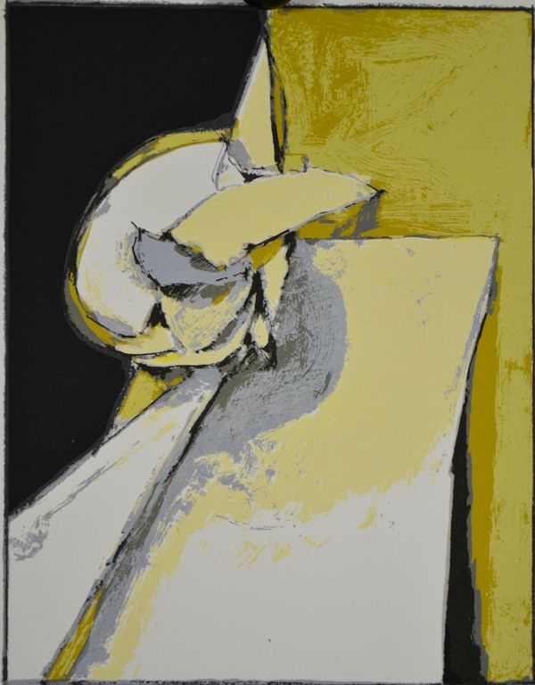 Fon Klement: Zeefdruk. Abstracte compositie verkocht voor € 41!