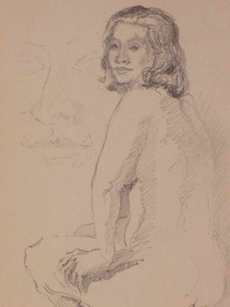 Henk Voskuyl, Zittend naakt bekeken, Tekening kopen? Bied vanaf 1!