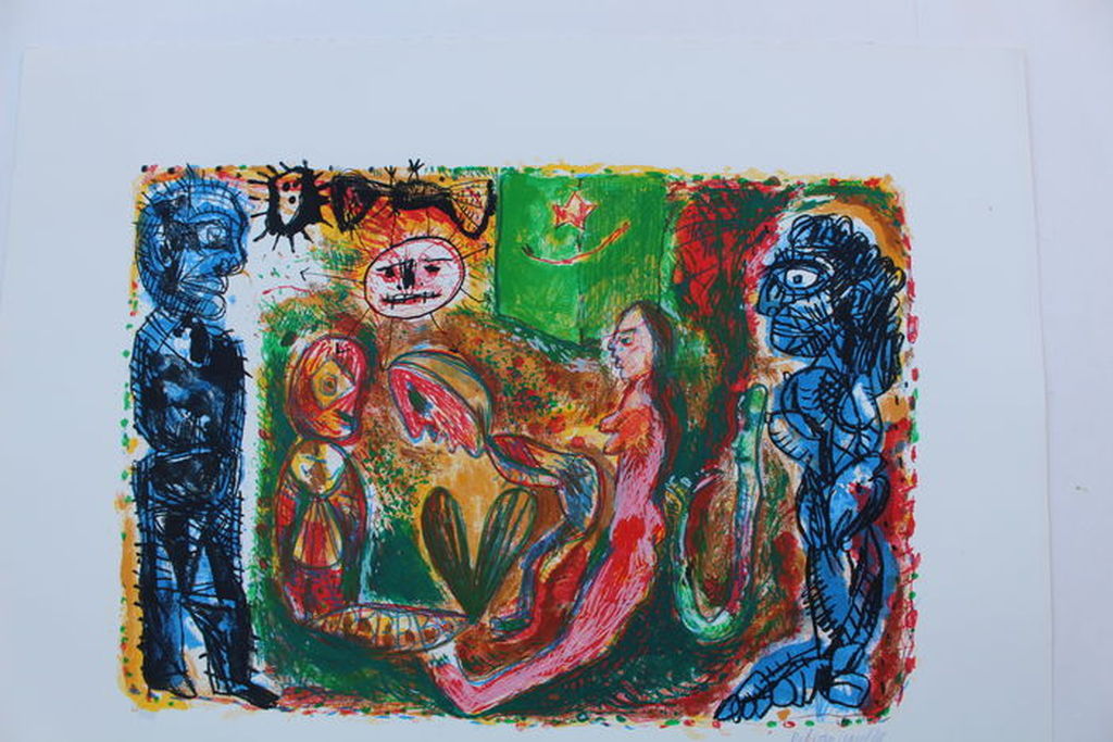 Rik van Iersel - handsigneerde lithografie - 67/100 ex - Nachtelijke ontmoeting kopen? Bied vanaf 50!