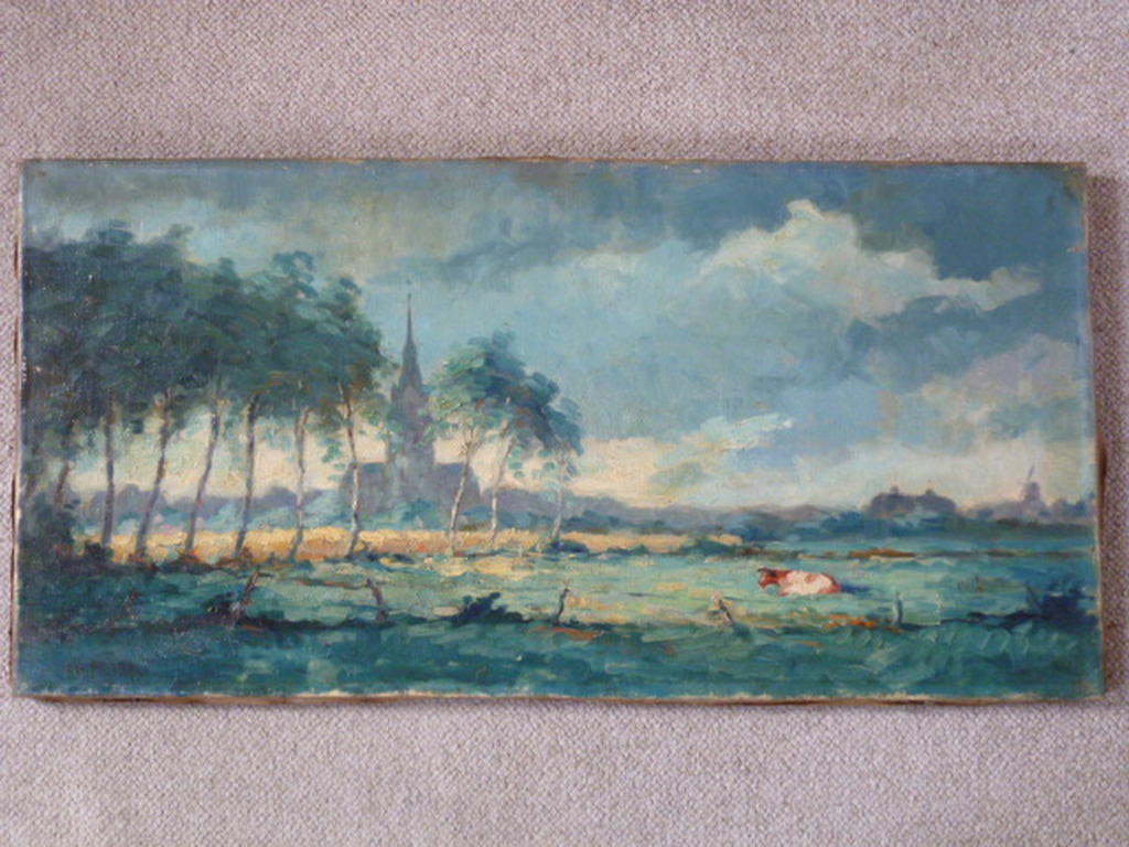 Charles Petit - olieverf - Landschap verkocht voor € 50!