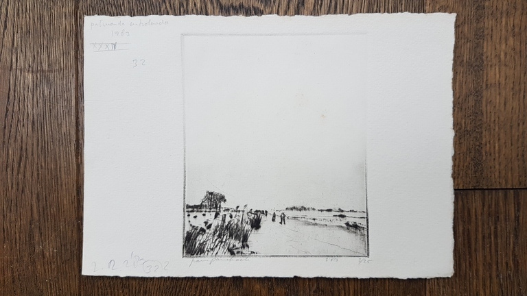 Frans Pannekoek: handgesigneerde ets, Winterlandschap met schaatsers kopen? Bied vanaf 50!