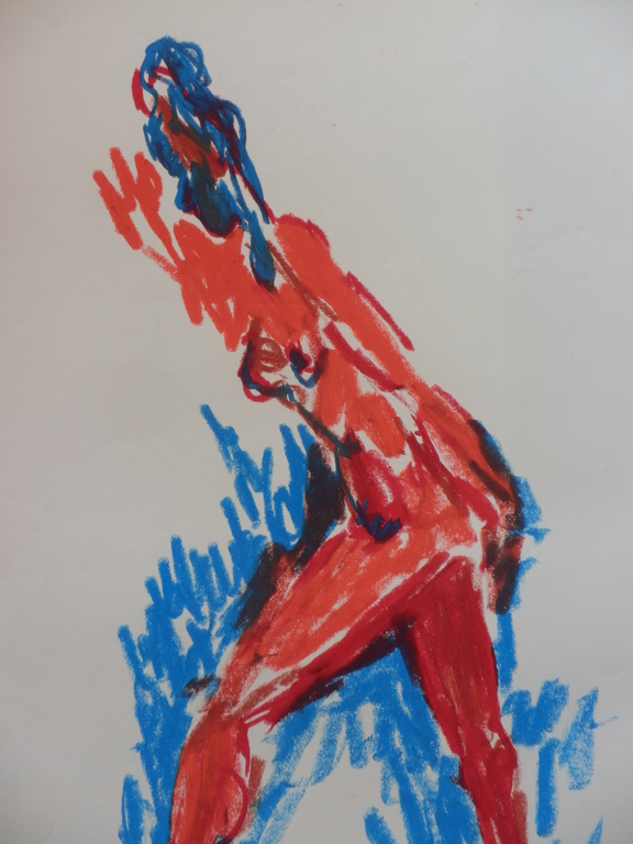 JUUL NEUMANN   Pastelkrijttekening op papier   STAAND NAAKT kopen? Bied vanaf 20!