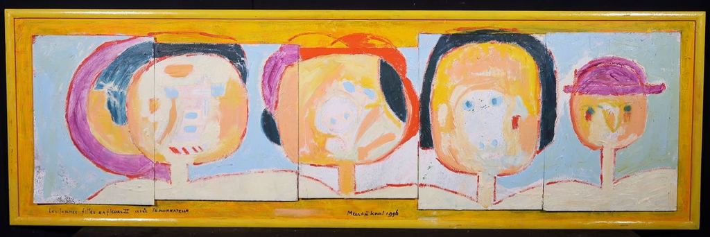 Meertje Kaal: Olieverf op karton, Le jeunes filles en.. - Ingelijst (Groot) kopen? Bied vanaf 1!