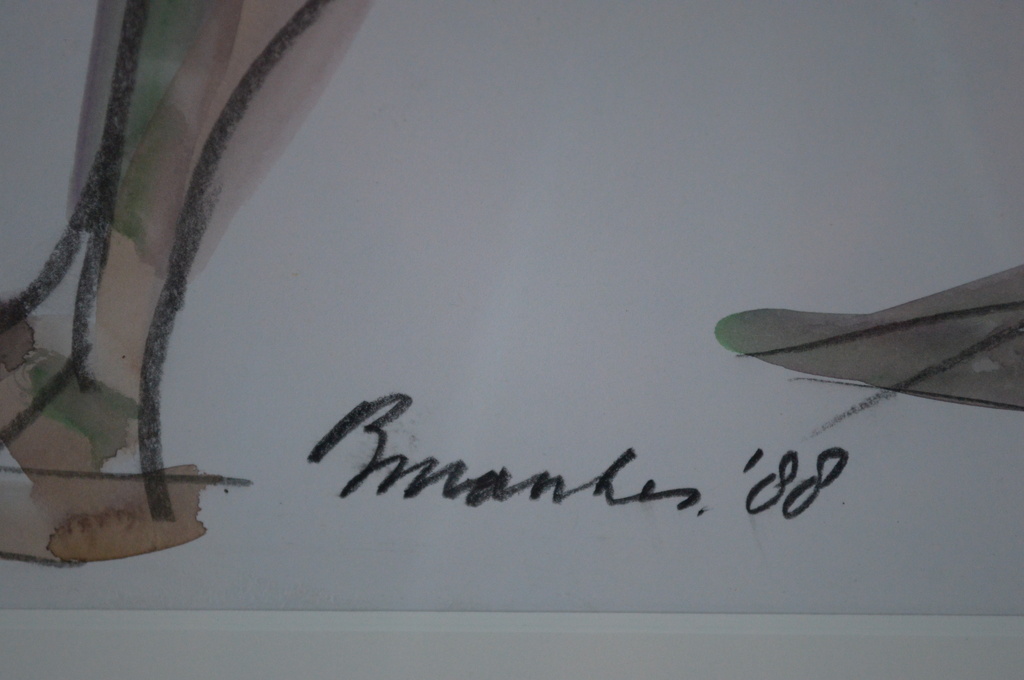 Beint Mankes, aquarel 50 x 28, staand naakt, 1988  kopen? Bied vanaf 120!