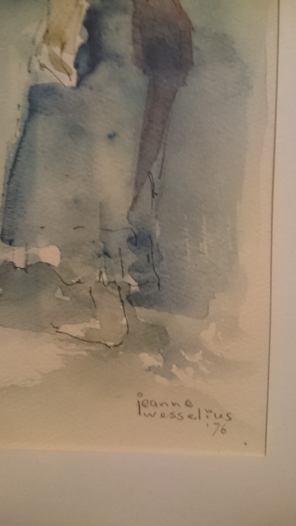 Aquarel 1976 - 'Moeder met kind' Jeanne Wesselius (1931-2010) kopen? Bied vanaf 20!