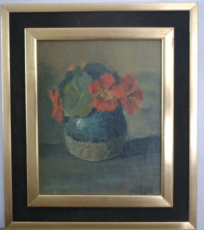 Bloemen in een stenen vaas - olieverf marouflé kopen? Bied vanaf 35!