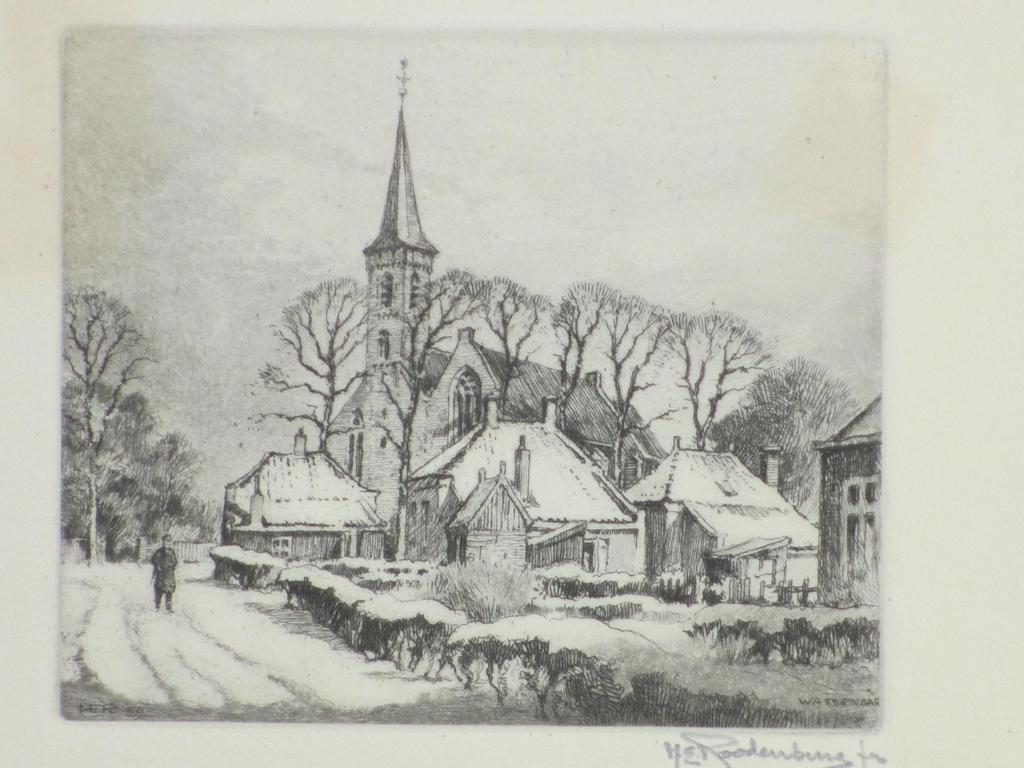 H.E.Roodenburg, Dorpskerk, Wassenaar, Nieuwjaarsets 1959 verkocht voor € 65!