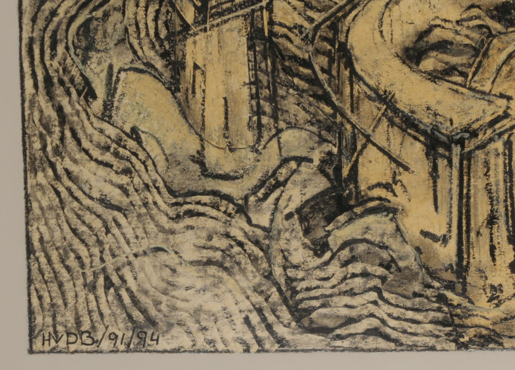 Hans van den Boogaard: Gemengde techniek op papier, Z.T. - Ingelijst (Groot) kopen? Bied vanaf 150!