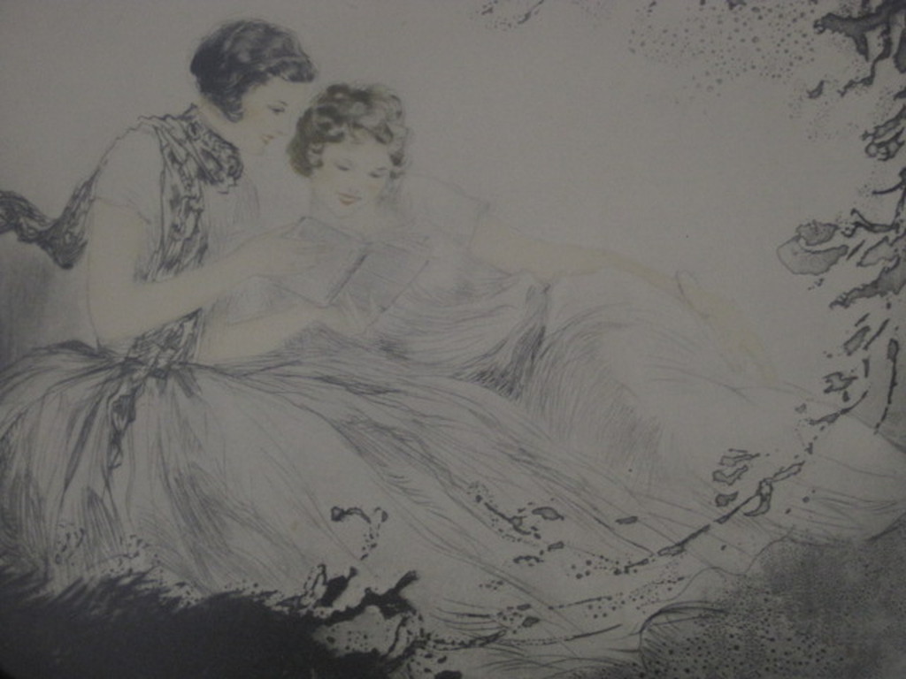Originele Louis Icart (1888-1950) Kleuren Lithografie "2 lezende dames" ca. 1930 kopen? Bied vanaf 1!