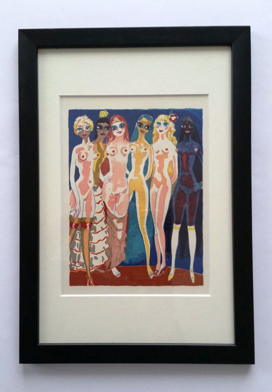 Kees van Dongen, Originele houtgravure uit 1955-"Les six adolescents" verkocht voor € 75!