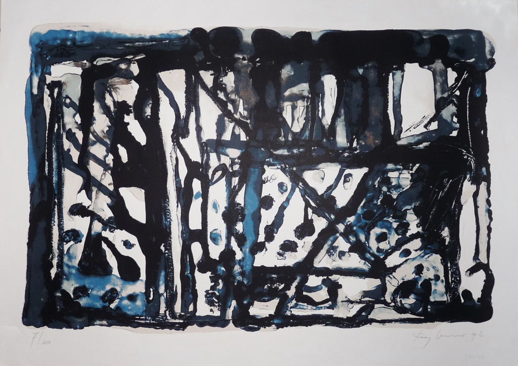 Theo Kuijpers: lithografie, Abstract, Gesigneerd, 1992, Oplage 10 ex.! kopen? Bied vanaf 60!