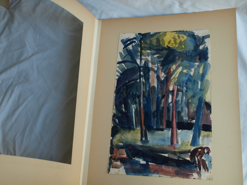 Niels Hamel : Aquarel – Man in Bos – gesigneerd - 1958 kopen? Bied vanaf 50!