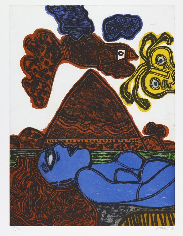 Corneille: Ets en aquatint, Hoggar en fete (Zeer groot) verkocht voor € 750!