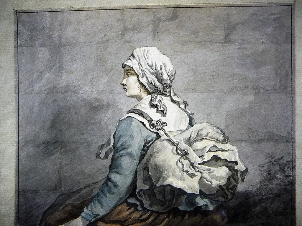 Prachtige Aquarel Meisje op rots met rugzak begin 19e eeuw  kopen? Bied vanaf 100!