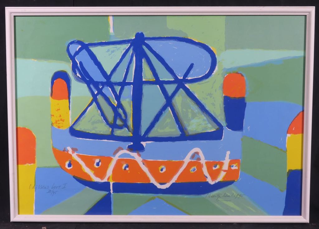 Meertje Kaal: Zeefdruk, Odijssens boot I - Ingelijst kopen? Bied vanaf 1!