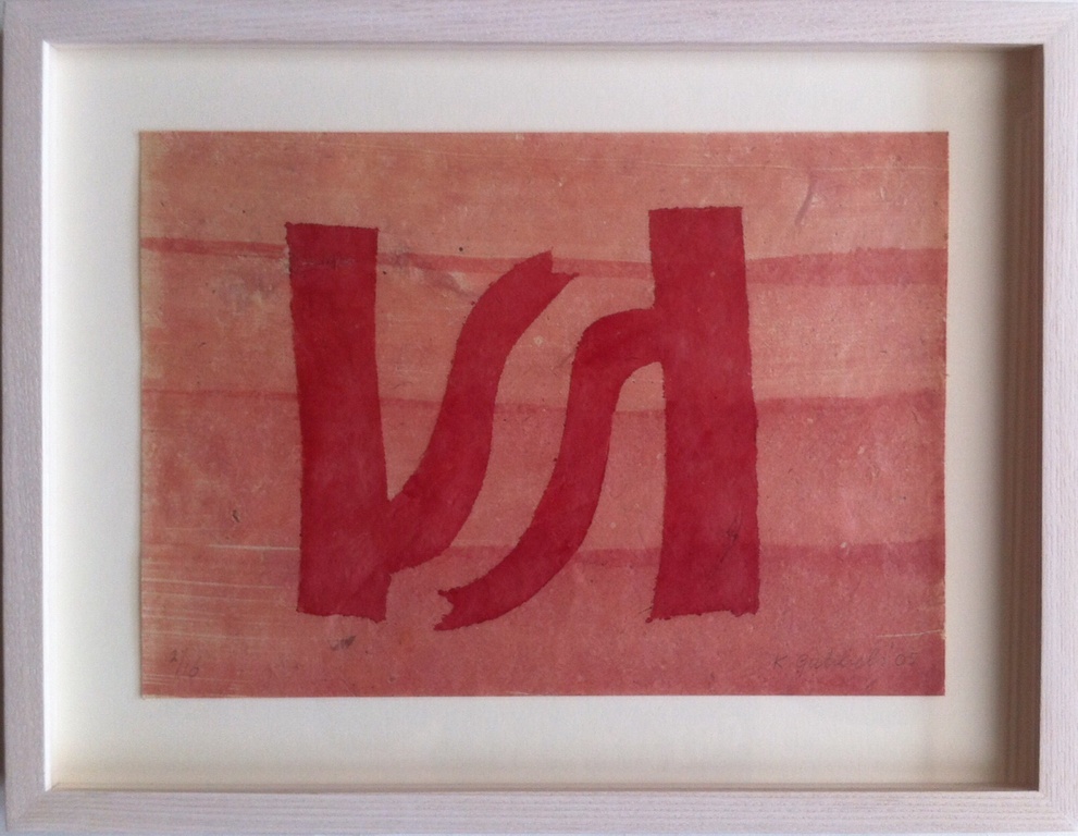 Klaas Gubbels Sjabloondruk met aquarel uit 2005. verkocht voor € 395!