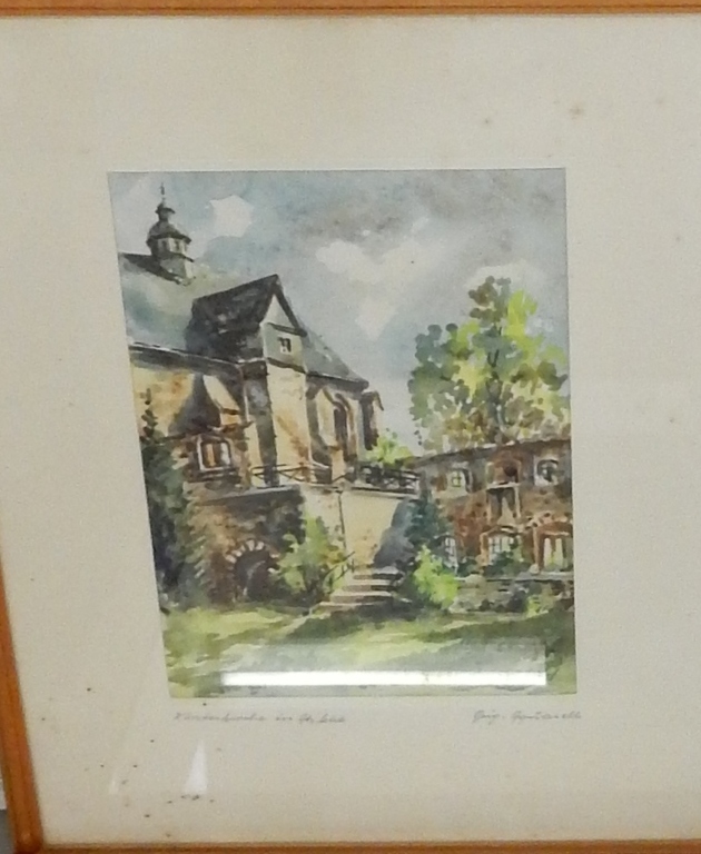 Aquarel oud kerkje + 11 andere werken op papier kopen? Bied vanaf 1!