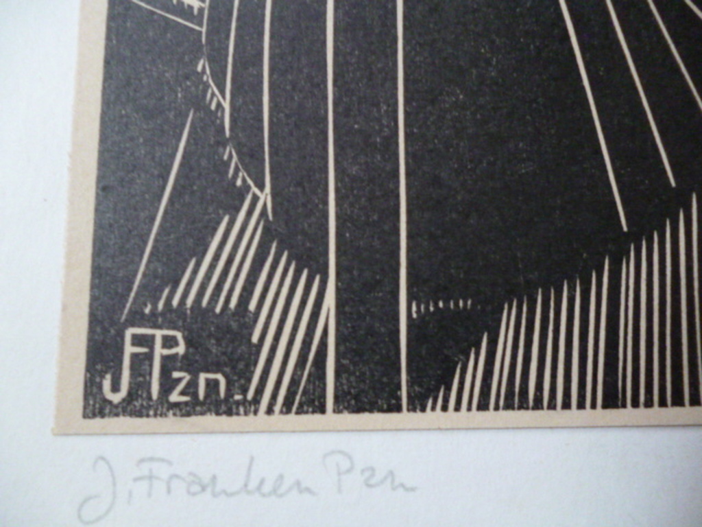 Jan Franken Pzn - houtsnede - Het gezin kopen? Bied vanaf 30!