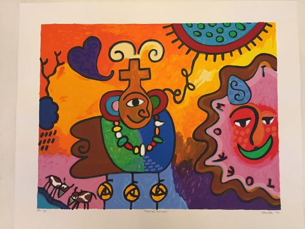 WENDIE BRAUCKMANN Gr Zeefdruk (76x63cm)  POSITIEF DENKEN.Handgesigneerd  verkocht voor € 55!