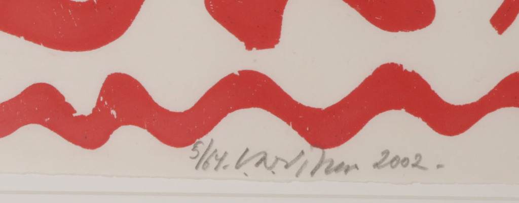 Carel Visser: Houtsnede op Japans papier, Z.T. (Rood) - Ingelijst kopen? Bied vanaf 100!