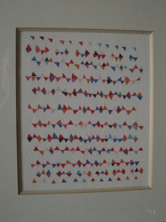 uniek acryl op textiel object "vlaggenlijnen" van Helene Briels (1954 -)  kopen? Bied vanaf 1!