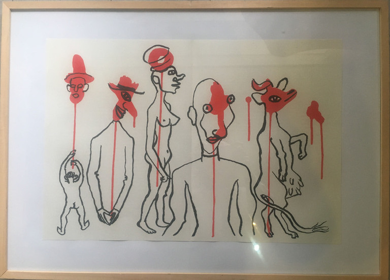 Alexander Calder, litho van rood met zwarte figuren kopen? Bied vanaf 1!