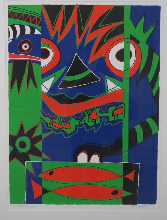 Marianne Naerebout: Zeefdruk, African Mask - Ingelijst (Groot) kopen? Bied vanaf 40!