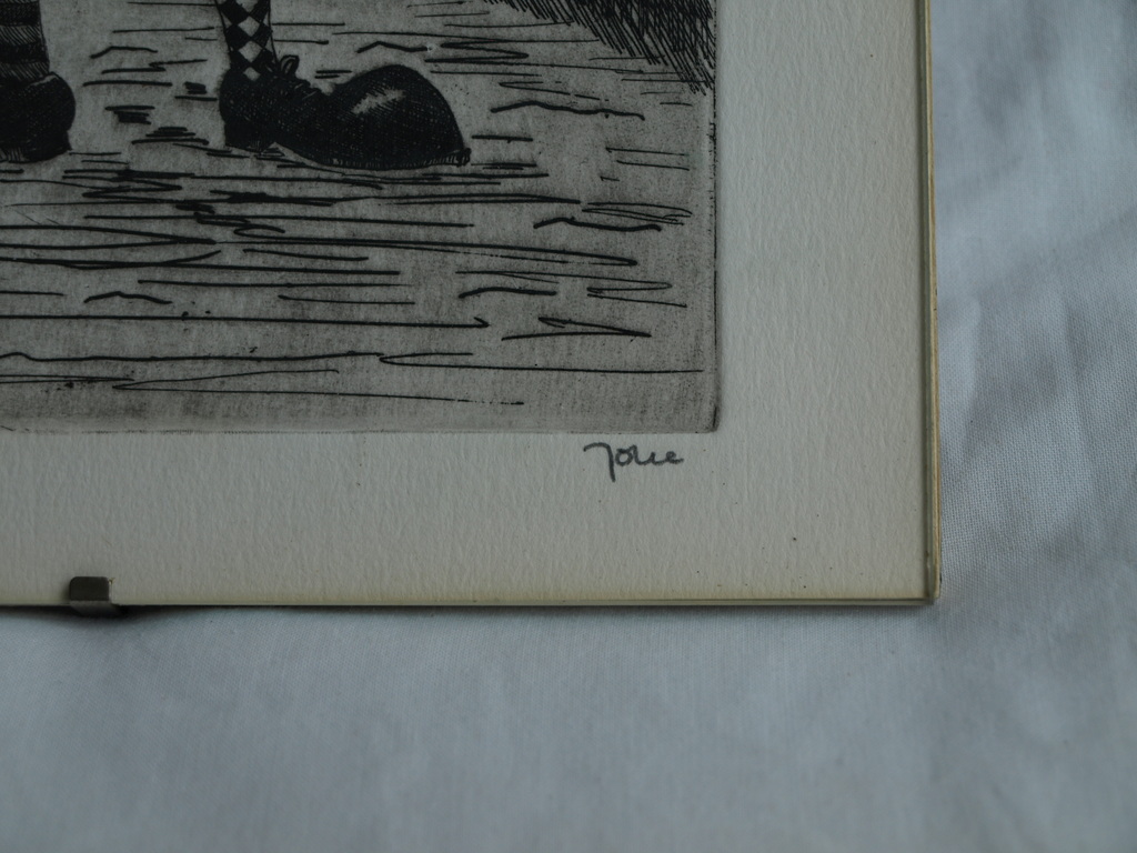 Onbekend : Ets – Clowns - Gesigneerd kopen? Bied vanaf 1!