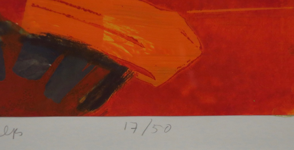 Xandra Donders: Zeefdruk, Romance (rood) -Ingelijst kopen? Bied vanaf 50!