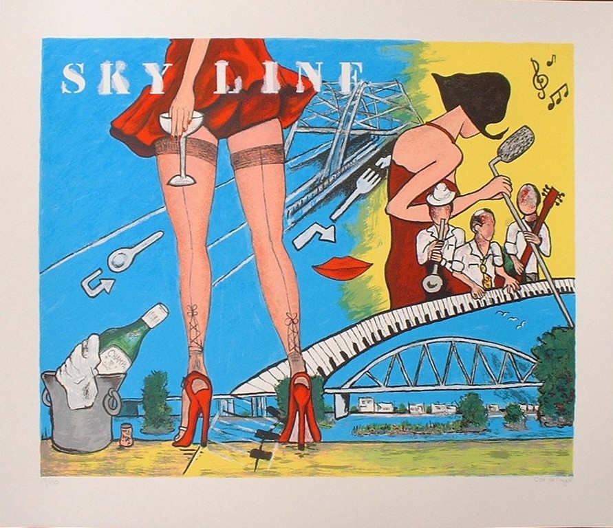 Onbekend gesigneerd: Zeefdruk,SKYLINE kopen? Bied vanaf 1!