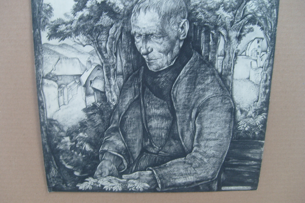 Willem van den Berg, litho uit 1937, man op bank, gesigneerd kopen? Bied vanaf 50!