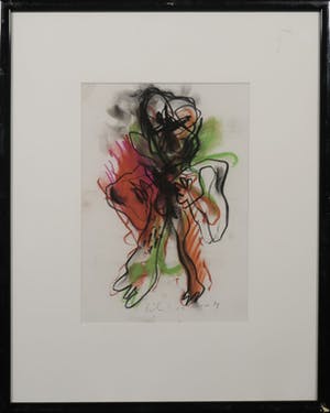 Rik van Iersel - Rik van Iersel: Krijttekening, Z.T. Figuur - Ingelijst kopen? Bied vanaf 120!