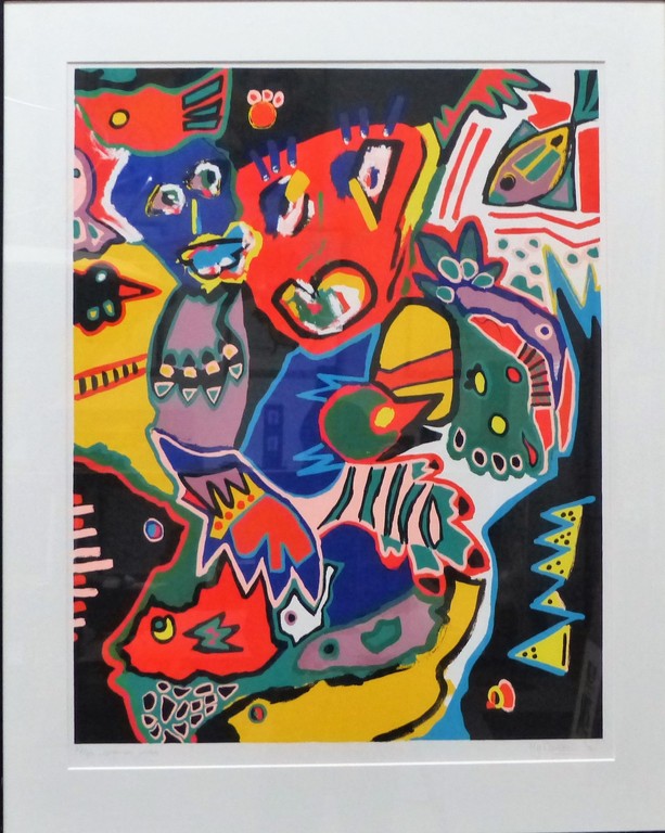 Marianne Naerebout,Zeefdruk op papier,African jungle,Oplage 37/95 ,ingelijst verkocht voor € 100!