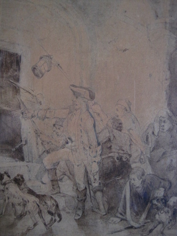 19e eeuwse historische aquarel "de Huiszoeking" van Ch.Rochussen 1814-1894 kopen? Bied vanaf 1!