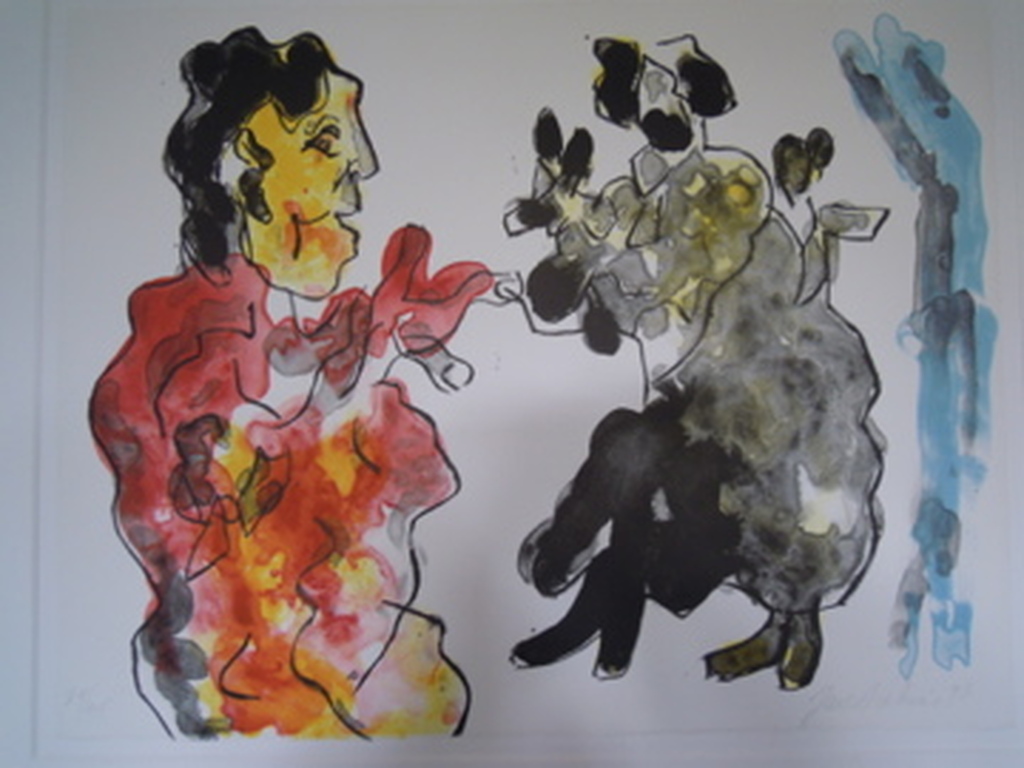 Jan Sierhuis: kleurenlitho, Flamenco (rood) kopen? Bied vanaf 1!