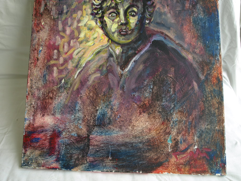Onduidelijke signatuur : Acrylverf op doek , PORTRET – ca 2000 kopen? Bied vanaf 1!