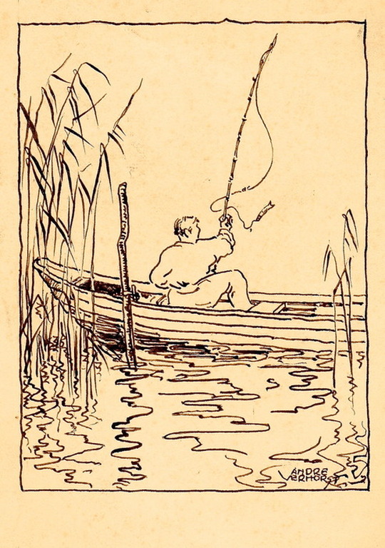 Originele gesigneerde pentekening Andre Verhorst  verkocht voor € 45!