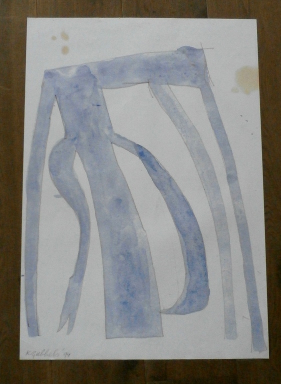 Klaas Gubbels: aquarel op tentoonstellingsposter - 1994 verkocht voor € 125!