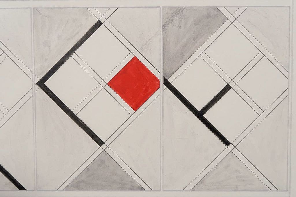 Wim Smits: Potlood en acryl, Ontwerp bestrating.. - Ingelijst kopen? Bied vanaf 80!