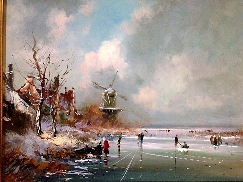 Onbekende kunstenaar, olieverf op paneel, Oud Hollands IJsvermaak kopen? Bied vanaf 120!