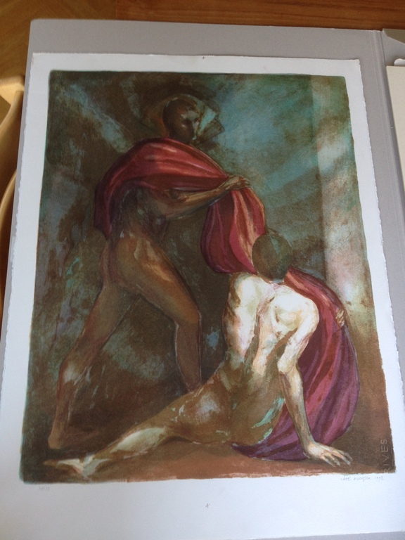 Chirs Buursen: litho Riguren met rood doek verkocht voor € 35!