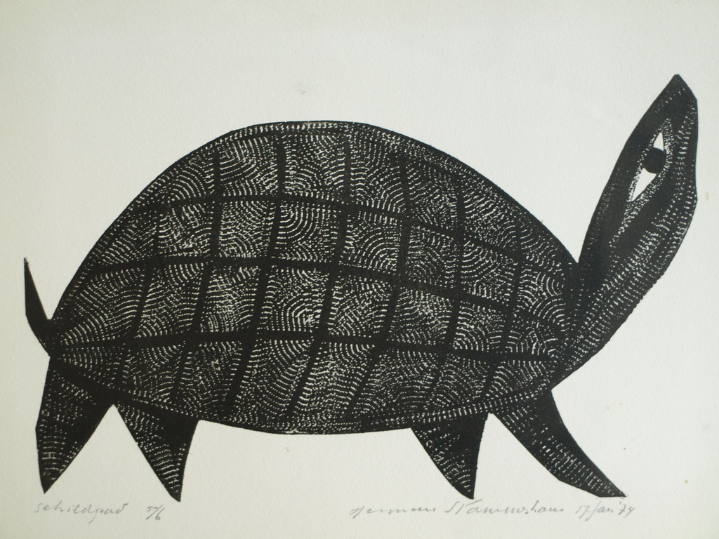 Herman Stammeshaus :  Houtsnede – Schildpad – 1974 – oplage 6 ex. verkocht voor € 40!