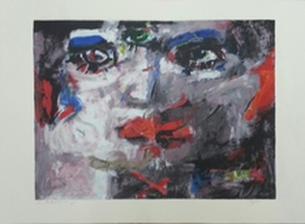 Charlotte Molenkamp, zeefdruk op papier, Titel: " Faces " verkocht voor € 75!