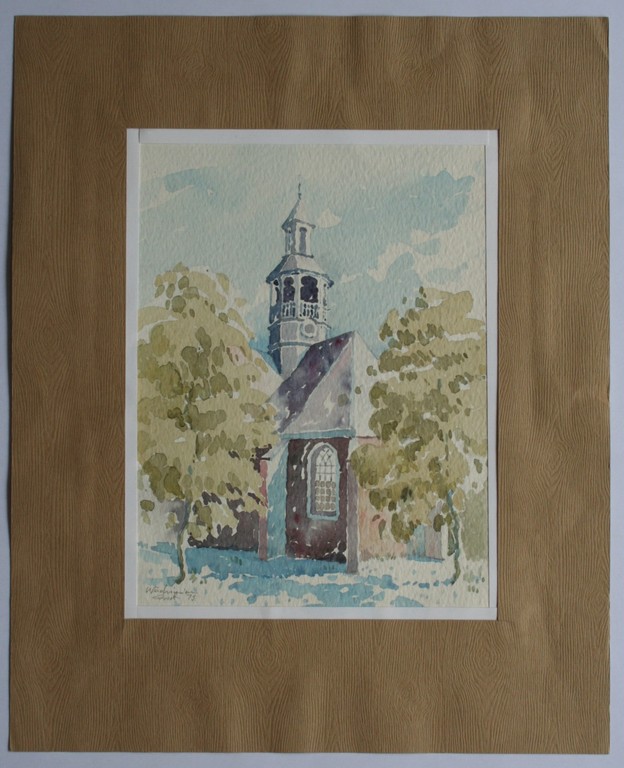 Onbekende Poolse kunstenaar - aquarel - kerk te Heemstede kopen? Bied vanaf 1!