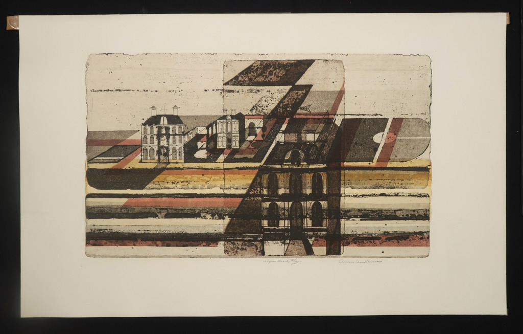 Anne Huitema: Ets en aquatint, Landschap met herenhuizen kopen? Bied vanaf 1!